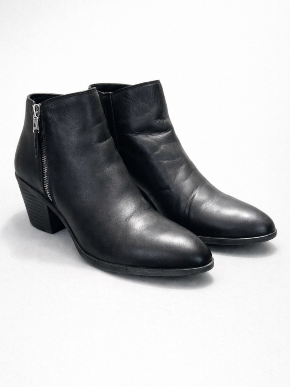 Frye Judith Double Zip Ankle Boots Women 9.5 Black Leather Booties